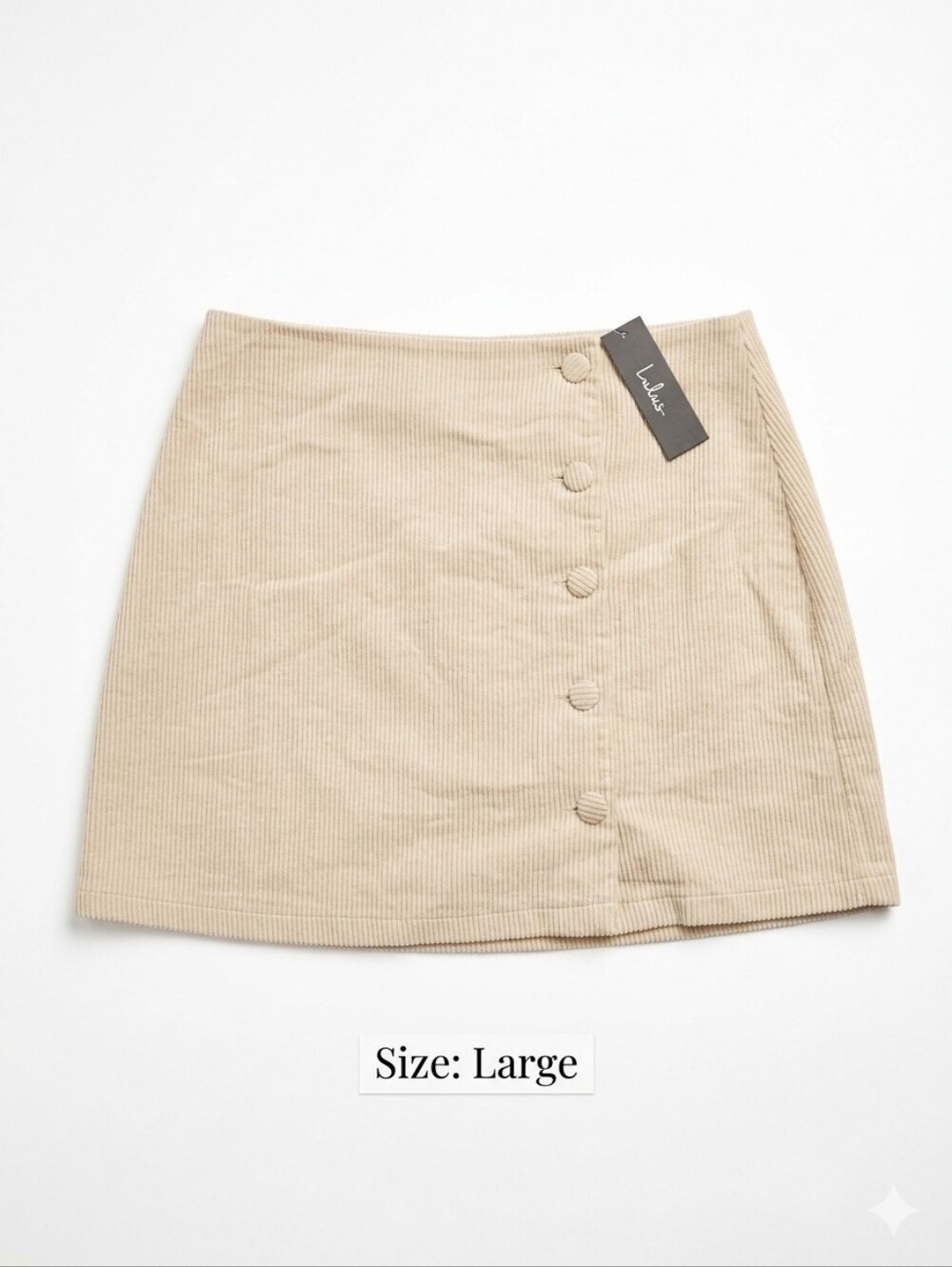 Lulu's Tan Corduroy Button-Front Mini Skirt
